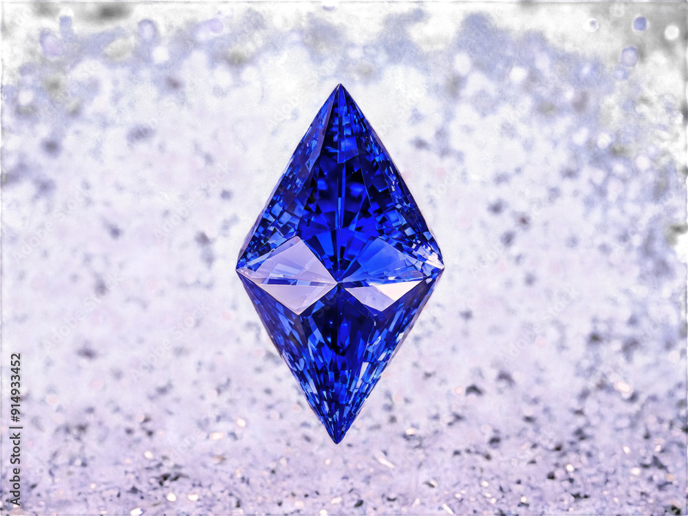 Benitoite A deep blue benitoite with a triangular crystal form suspended against a soft light Benitoite A deep blue benitoite with a triangular crystal form suspended against a soft light