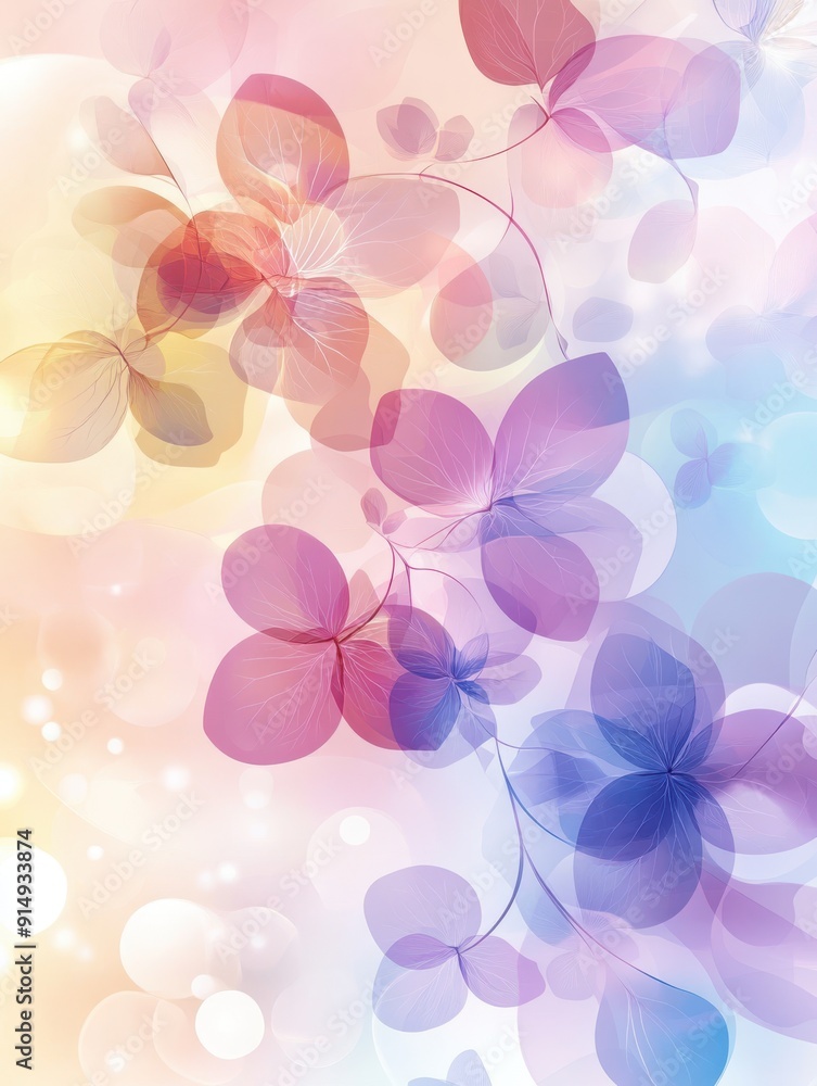 Obraz premium A soft, abstract background featuring delicate flowers in pastel colors, creating a serene and dreamy atmosphere.
