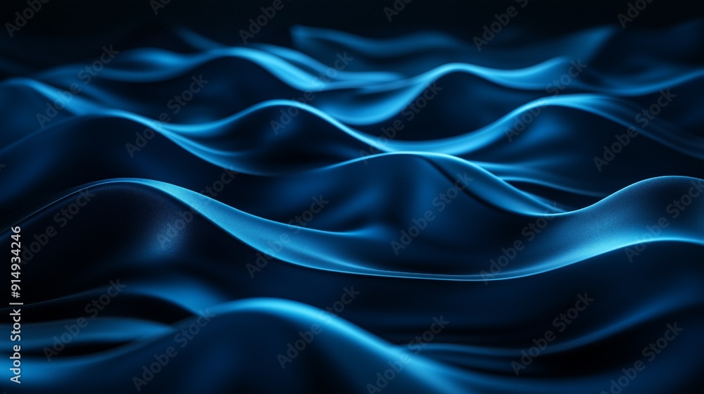 Obraz premium Abstract dark background with digital blue waves. Technology, innovation, and mock-up place concepts. 3D Rendering