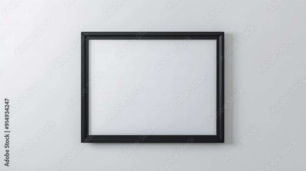 A black square picture frame hanging on a transparent background isolated on a white background design A black square picture frame hanging on a transparent background isolated on a white background design