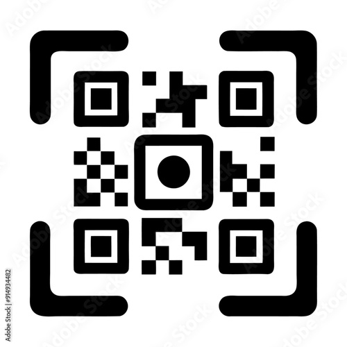 QR code scan icon, silhouette scanner code datum bar vector illustration isolated on a white background