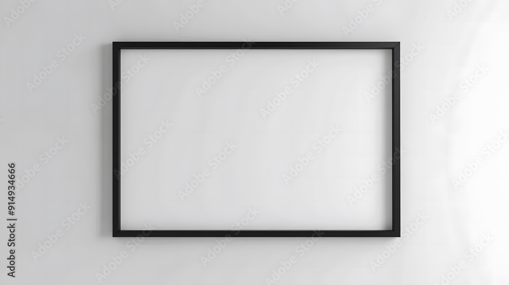 A black square picture frame hanging on a transparent background isolated on a white background design A black square picture frame hanging on a transparent background isolated on a white background design