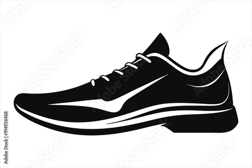 Midnight Mover Elegant Sports Shoe Graphic Ink Innovator Contemporary Black Vector Shoe