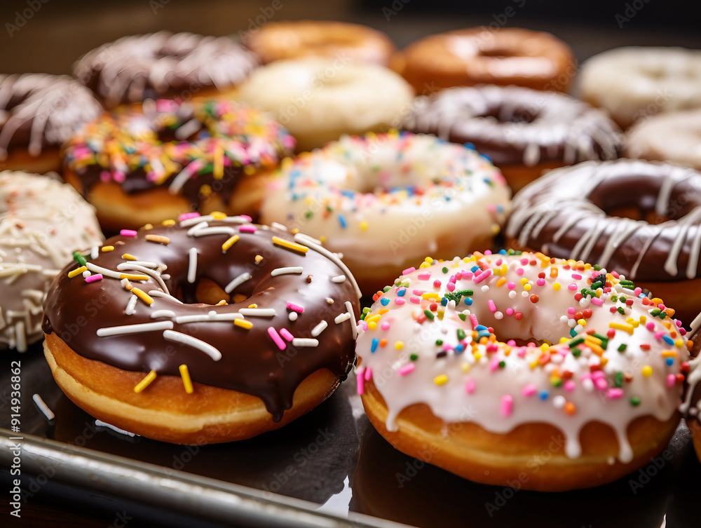 Tray of Freshly Baked Doughnuts Tray of Freshly Baked Doughnuts