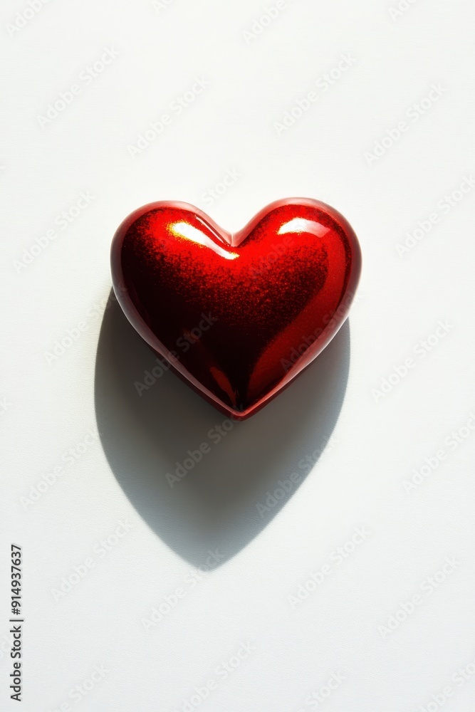 Shiny red heart on a clean surface, symbolizing love and affection, perfect for romantic themes and Valentine's Day design. Shiny red heart on a clean surface, symbolizing love and affection, perfect for romantic themes and Valentine's Day design.