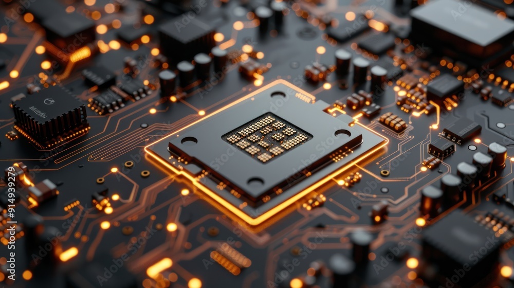 Close-up of a Microchip on a Circuit Board Close-up of a Microchip on a Circuit Board