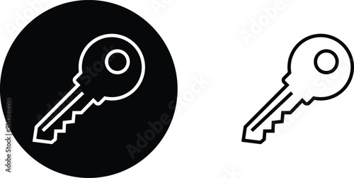 Key icon set. Key black flat and line vector collection isolated on transparent background. Key symbol in generic style. Access keys concept for house, room, office, unlock, safety, secret, door more