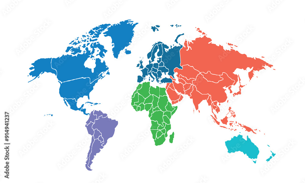Map of the world with individual modern colorful for website layouts ...