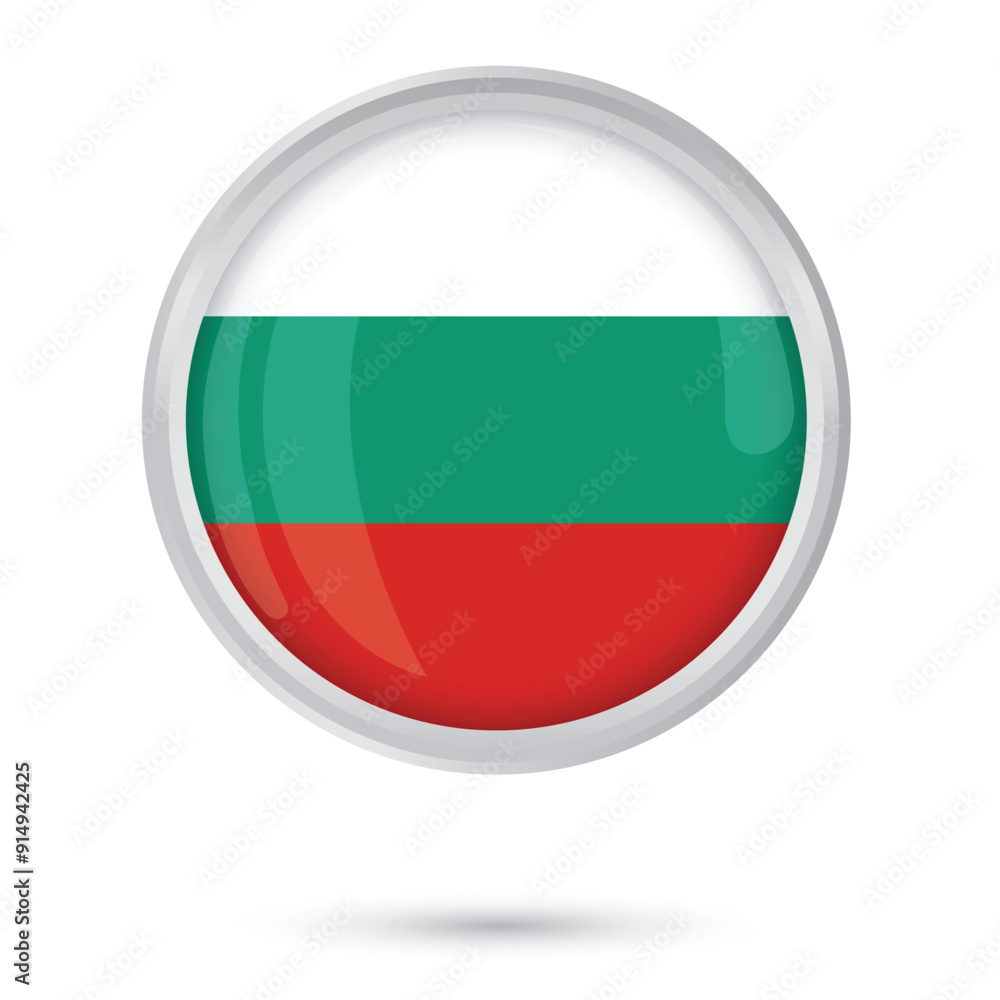 Bulgaria flag. Round button framed flag of Bulgaria vector illustration isolated on white background Bulgaria Liberation Day 3 March, flyer poster banner social media and websites. Bulgaria flag. Round button framed flag of Bulgaria vector illustration isolated on white background Bulgaria Liberation Day 3 March, flyer poster banner social media and websites.
