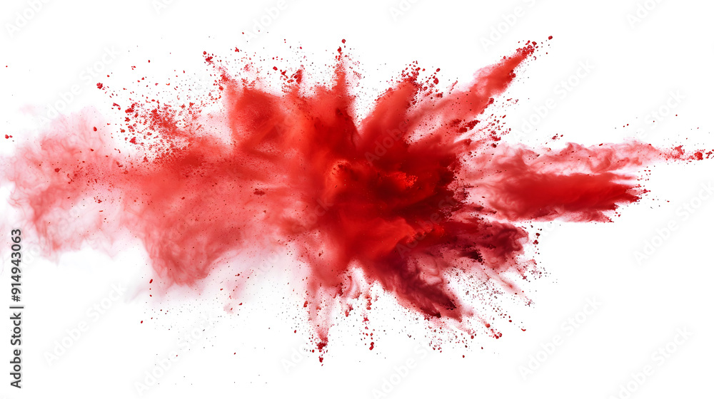 Bright red Holi paint color powder festival explosion isolated white background. industrial print concept background isolated on a white background, design Bright red Holi paint color powder festival explosion isolated white background. industrial print concept background isolated on a white background, design