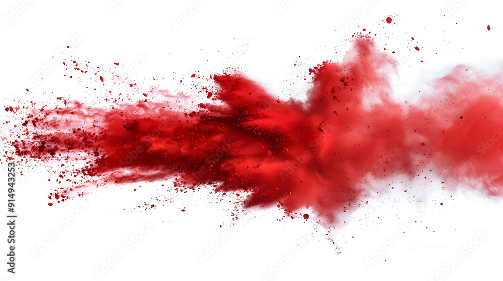Bright red Holi paint color powder festival explosion isolated white background. industrial print concept background isolated on a white background, design Bright red Holi paint color powder festival explosion isolated white background. industrial print concept background isolated on a white background, design