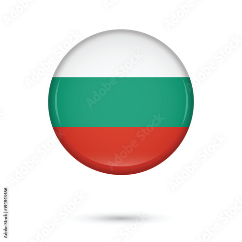 Free Download Bulgaria flag round glossy circle flag of Bulgaria vector illustration isolated on white background, Bulgaria Liberation Day 3 March,flyer poster banner social media and websites - GFXLoad