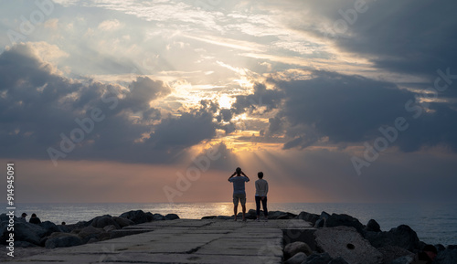 Sunset at Stenbjerg Denmark, Thy National park,  photo