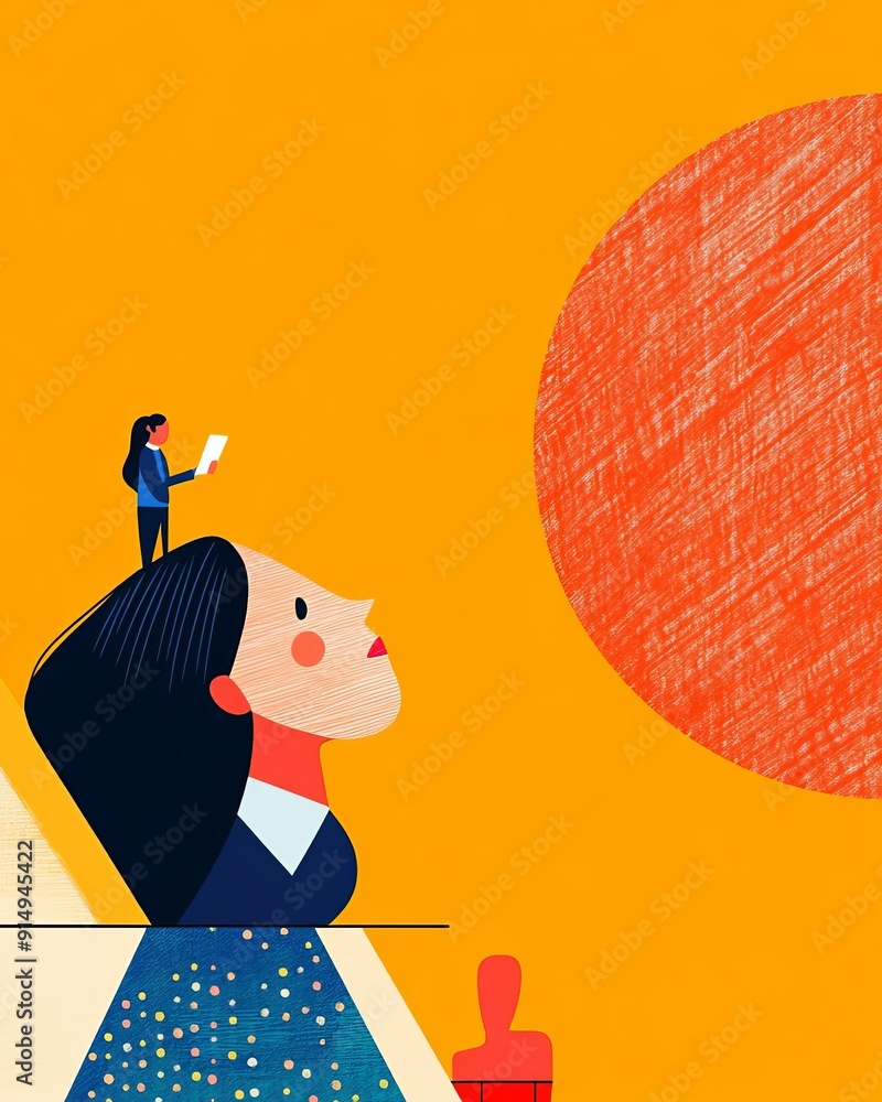 Business presentation, candidate explaining chart, flat design illustration Business presentation, candidate explaining chart, flat design illustration