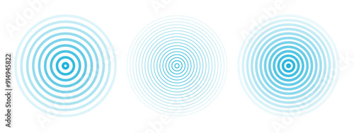 Concentric ripple circles set. Seismic Earthquake alert radar. Radial signal, sonar wave, soundwave rings. touch effect or pulse