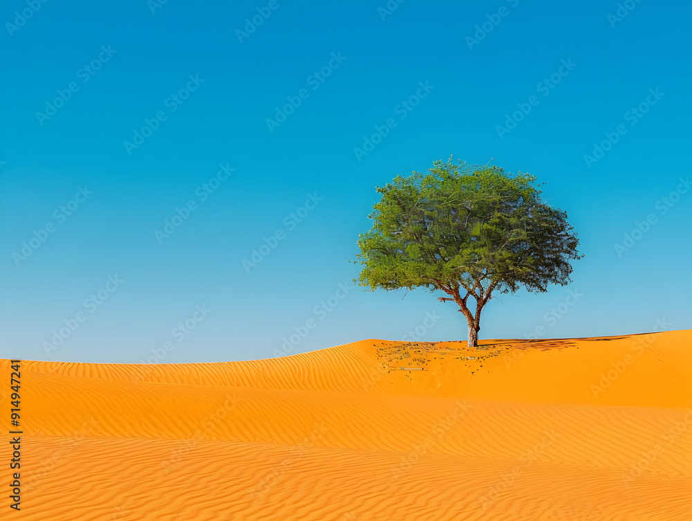 Lonely Tree in Desert Landscape Photo Lonely Tree in Desert Landscape Photo