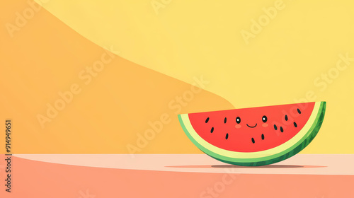 A vibrant slice of watermelon on a soft pastel background, perfect for summerthemed projects and fresh designs. photo