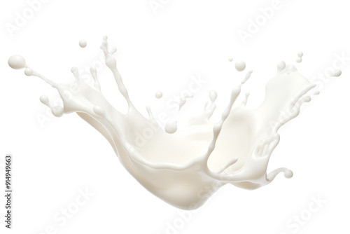 Levitation of a splash of cream or milk isolated on a transparent background.