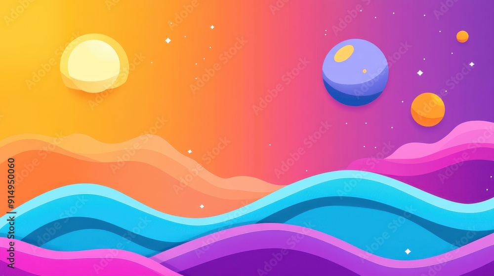 Fototapeta premium Vibrant flat illustrations with rich textures create a modern abstract backdrop, ideal for creative projects and designs.