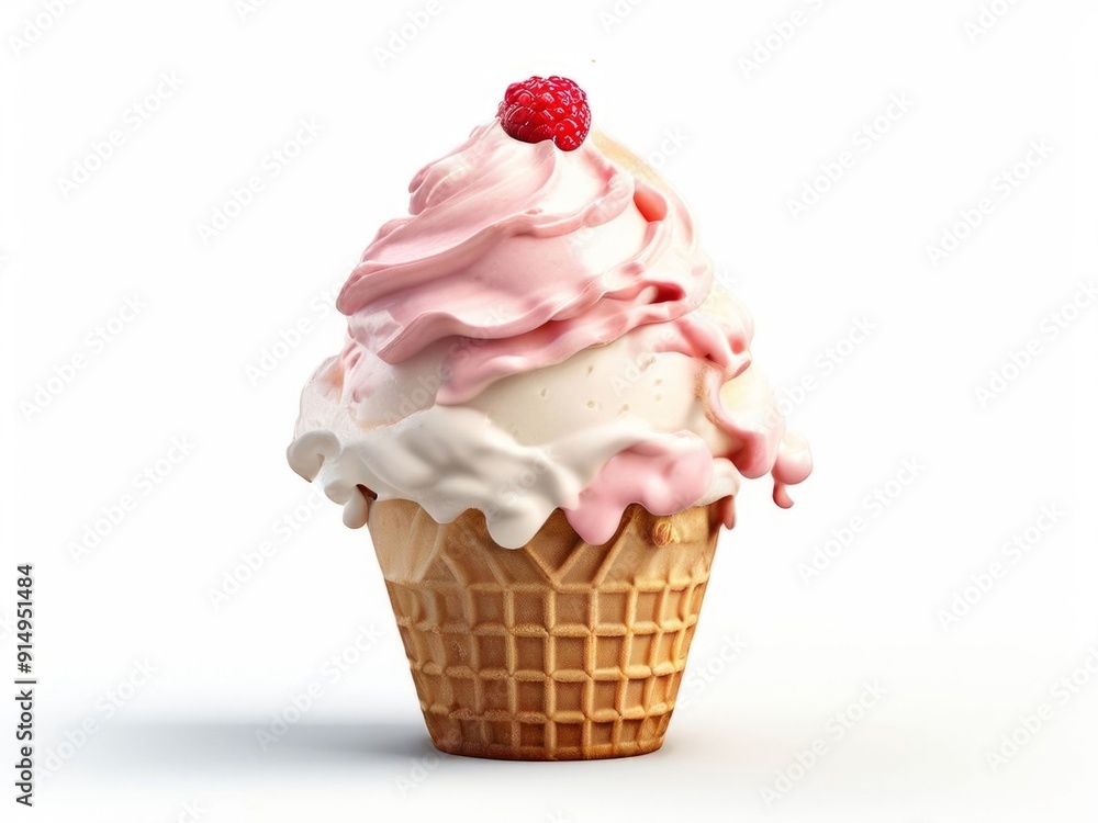 Ice cream Isolated on white background. AI generated. Ice cream Isolated on white background. AI generated.
