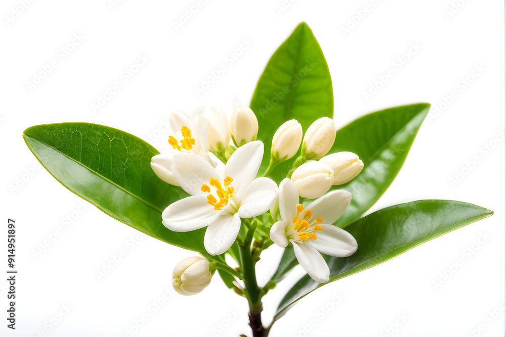 Orange tree flowers bunch closeup isolated on white. Neroli blossom. White citrus tree bloom
Orange tree flowers bunch closeup isolated on white. Neroli blossom. White citrus tree bloom