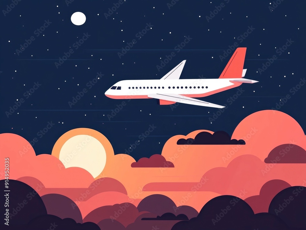 depicting a fleet of airplanes cruising through a vast clear sky with a flat minimalist design style depicting a fleet of airplanes cruising through a vast clear sky with a flat minimalist design style