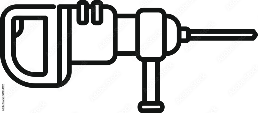 Simple line art icon of a pneumatic drill, ideal for representing construction and diy projects Simple line art icon of a pneumatic drill, ideal for representing construction and diy projects