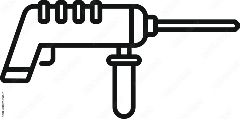 This simple black and white icon represents a heavy duty construction jackhammer, perfect for projects related to building and demolition This simple black and white icon represents a heavy duty construction jackhammer, perfect for projects related to building and demolition