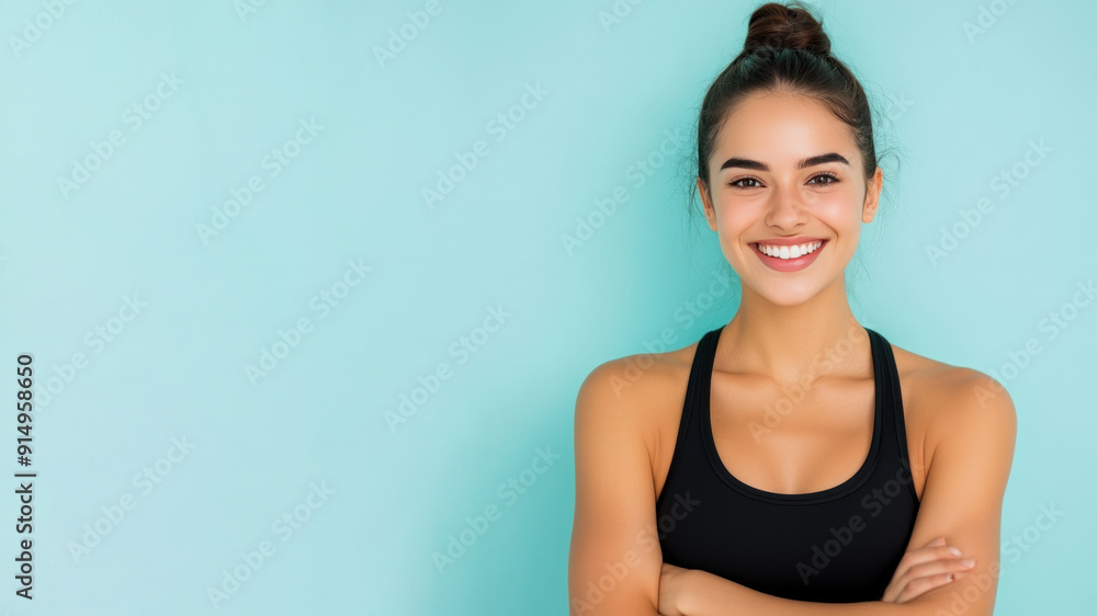 Canadian fitness athlete woman exercising workout isolated with copy space Canadian fitness athlete woman exercising workout isolated with copy space