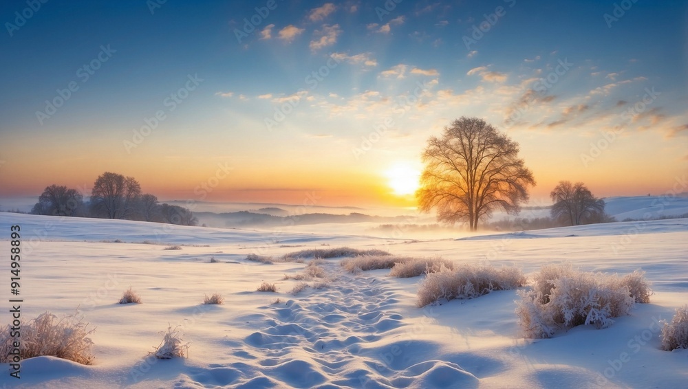 Beautiful landscape with winter forest at sunset. Beautiful landscape with winter forest at sunset.
