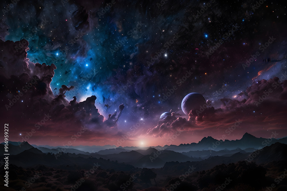 Naklejka premium An abstract wallpaper of space and galaxies