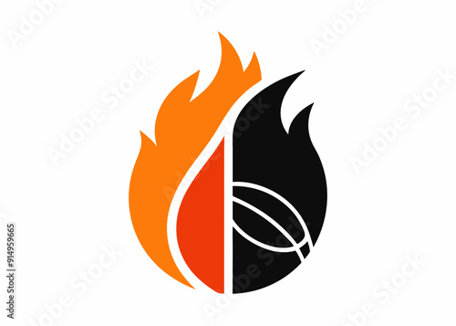 Dynamic Basketball Logo: Emphasize Half the Ball