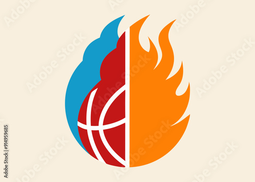 Dynamic Basketball Logo: Emphasize Half the Ball