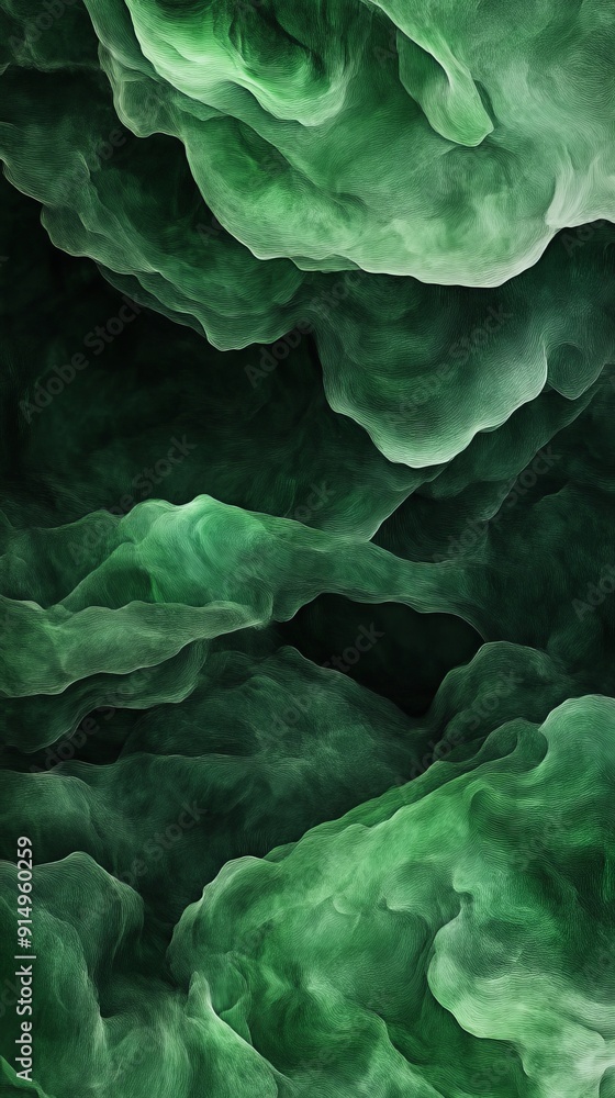 Fototapeta premium Abstract green textured waves, artistic background