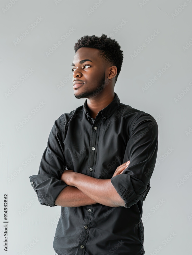 Fototapeta premium Confident and Focused: Man with Arms Crossed
