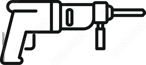 Line drawing of a hammer drill, a powerful tool used for drilling into concrete, brick, and other hard materials