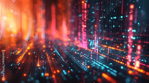 Wallpaper Mural An abstract visualization of stock market fluctuations, with sharp, angular lines and contrasting colors. Torontodigital.ca