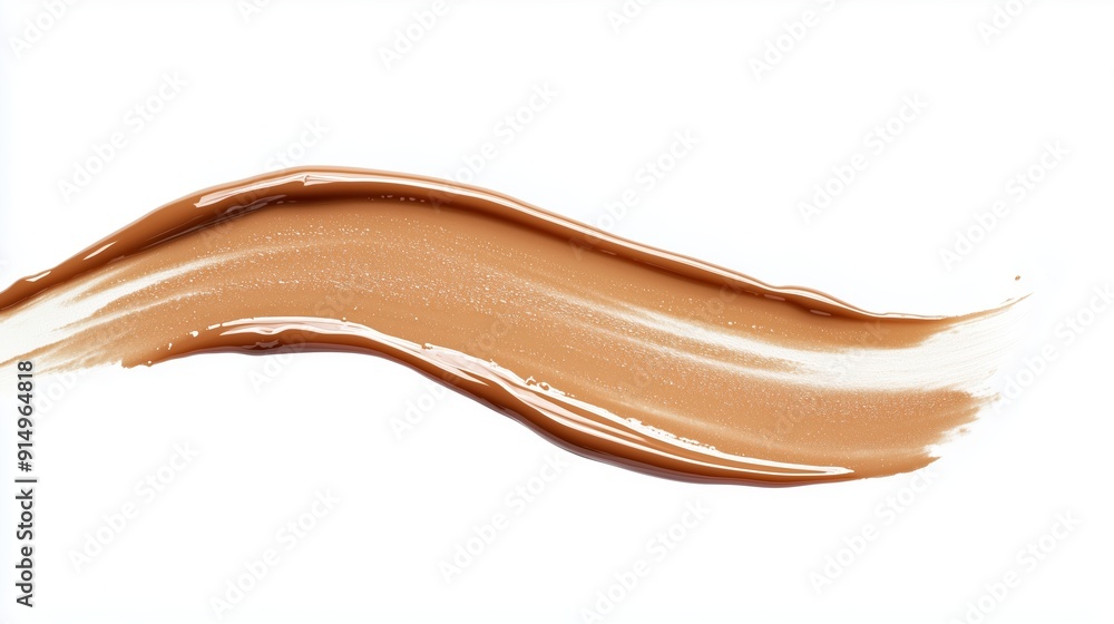 Smooth, creamy swatch of warm brown foundation applied on a clean white surface Smooth, creamy swatch of warm brown foundation applied on a clean white surface