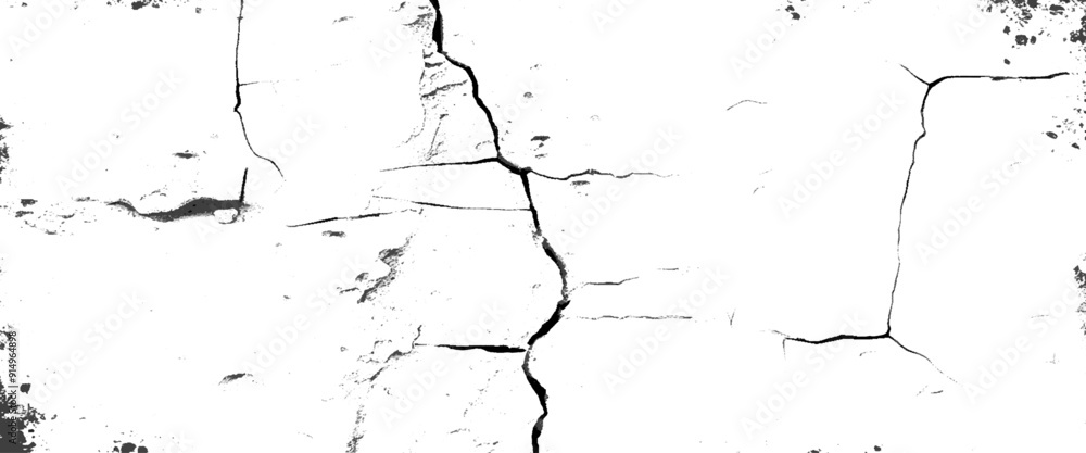 Fototapeta premium Vector cracked texture with cracks and scratches wall.