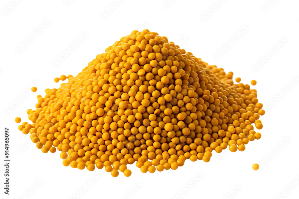 Vibrant Yellow Mustard Seeds Piled High Against a Simple White Background on Transparent PNG Background. Vibrant Yellow Mustard Seeds Piled High Against a Simple White Background on Transparent PNG Background.