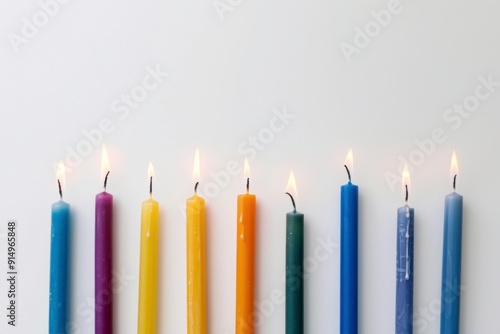 Serene depiction of hanukkah candles creating a minimalist ambiance