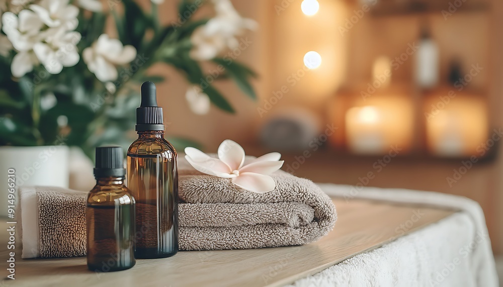 Spa Essentials: Essential Oils, Towels, and Flower Spa Essentials: Essential Oils, Towels, and Flower