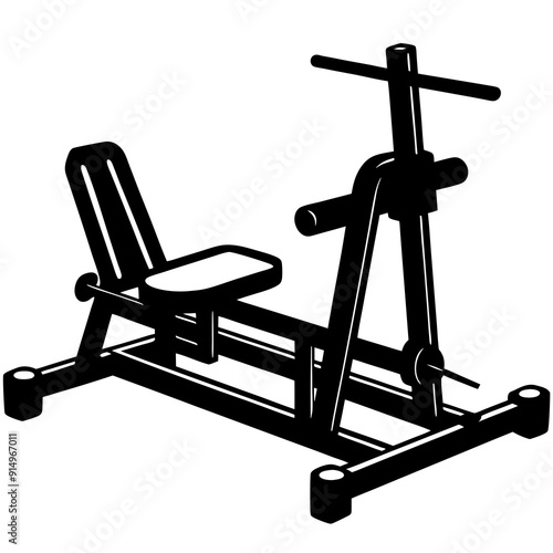 Seated Row Machine Silhouette Vector illustration