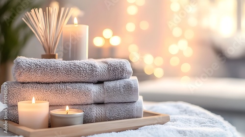 Spa Relaxation with Candles and Towels