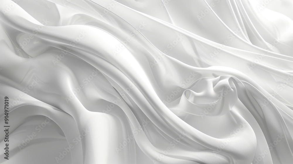 Obraz premium The soft white fabric cascades gracefully, showcasing its smooth texture and elegant folds