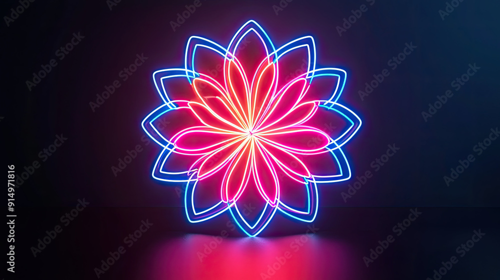 A vibrant neon flower design featuring intricate petals and glowing colors, perfect for modern art and decor inspiration. A vibrant neon flower design featuring intricate petals and glowing colors, perfect for modern art and decor inspiration.