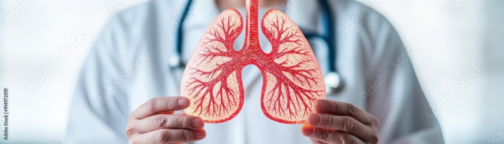 healthcare professional holding a detailed model of human lungs, emphasizing respiratory health and anatomy. healthcare professional holding a detailed model of human lungs, emphasizing respiratory health and anatomy.