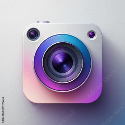 an icon of a camera with a gradient blue purple and pink