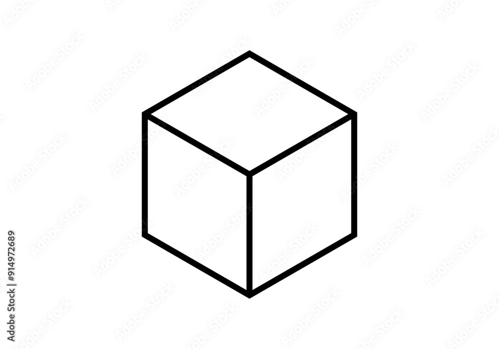 Icono negro de un cubo en fondo blanco Icono negro de un cubo en fondo blanco