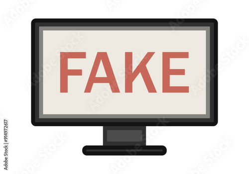 Pantalla o televisión con título rojo de falso avisando de noticias falsas o bulos